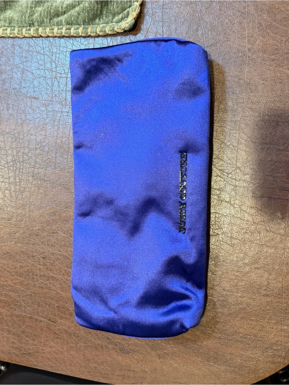 Juicy Couture Blue/Purple Satin Clutch with Gem Embellishments